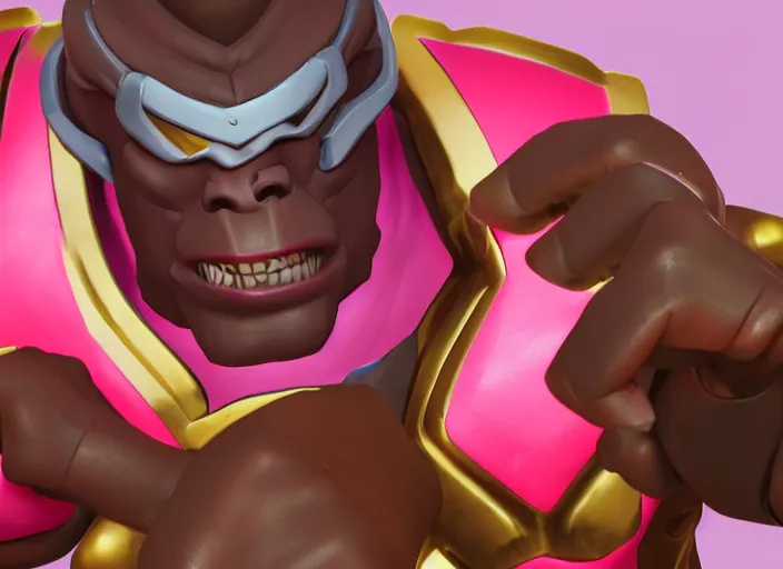 Prompt: doomfist, pink blazer, overwatch game, digital art, high detailed, artstation, octane render