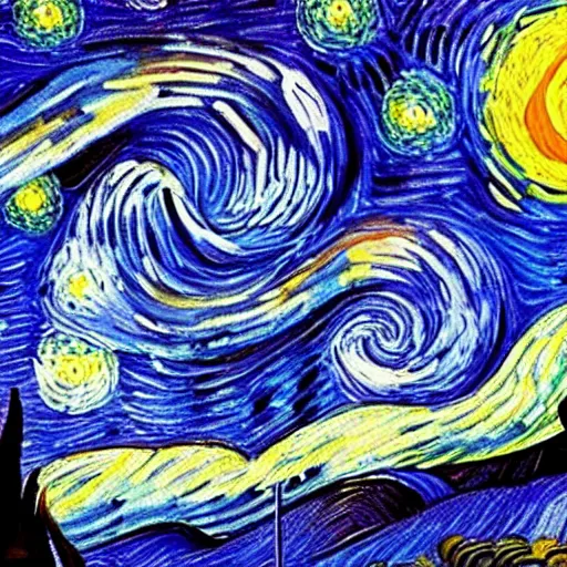 Image similar to dexter morgan painting starry night in the style of van gogh oil painting