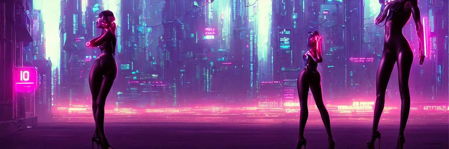 Prompt: cinematic photography of a female humanoid in a cyberpunk cityscape, half body cropping, elegant glamor pose, accurate anatomy, cyber led neon lighting, flare lighting, bokeh, rule of thirds, hyper photorealistic, crispy quality, digital photography, art by artgerm, art by greg rutkowski, art by pascal blanche,