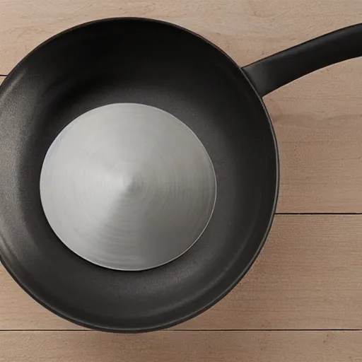 Prompt: modern iron cast pan inspired by bauhaus