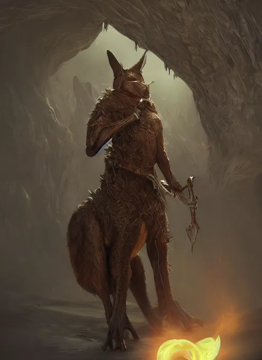 Image similar to cool kangaroo, ultra detailed fantasy, elden ring, realistic, dnd character portrait, full body, dnd, rpg, lotr game design fanart by concept art, behance hd, artstation, deviantart, global illumination radiating a glowing aura global illumination ray tracing hdr render in unreal engine 5