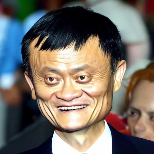 Image similar to jack ma tiny face enlarge cranium in the body form of crang from teenage mutant ninja turtles photo portrait