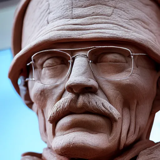 Image similar to a long - shot of a very detailed renaissance clay sculpture of walter white wearing a phrygian cap in times square, made by michelangelo, hyper detailed, sharp focus, 8 k resolution, ray tracing