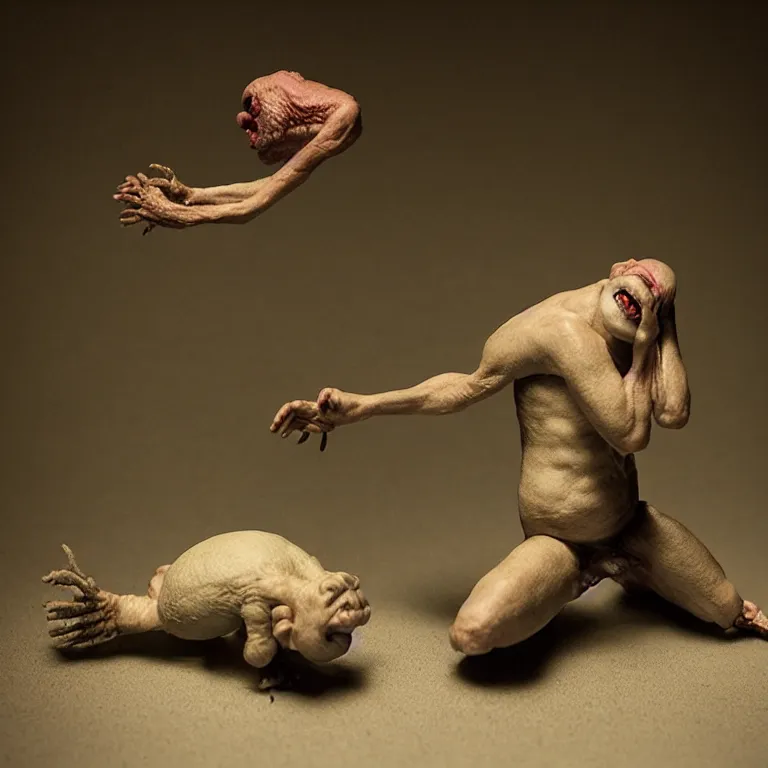 Image similar to laboratory miniature creature in pain and anger and revange by Christopher Soukup, David Fincher, Dan Witz, Gregory Crewdson, Huleeb, Lee Griggs, Mike Nash, Paul Chadeisson, Stephen Shore, sideshow collectibles, Terry Richardson, Vitaly Bulgarov