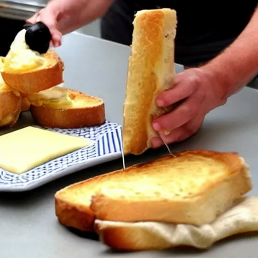 Prompt: Gordon Ramsay microwaving cheese toast