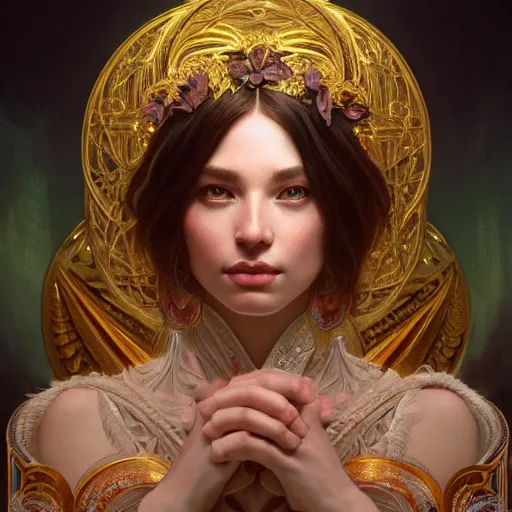 Image similar to perfectly-centered-Portrait of a Goddess, intricate, highly detailed, digital painting, artstation, concept art, smooth, sharp focus, illustration, Unreal Engine 5, 8K, art by artgerm and greg rutkowski and alphonse mucha