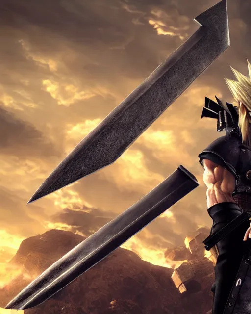 Image similar to final fantasy vii follows the story of mercenary cloud strife, who is hired by the eco - terrorist group avalanche 8 k resolution cryengine unreal engine vray trending on artstation award winning anime character design