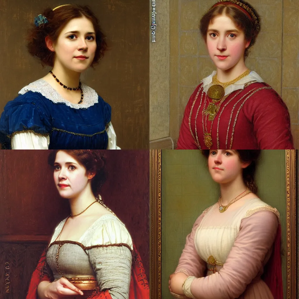 Prompt: portrait of Pam Beesly by edmund blair leighton