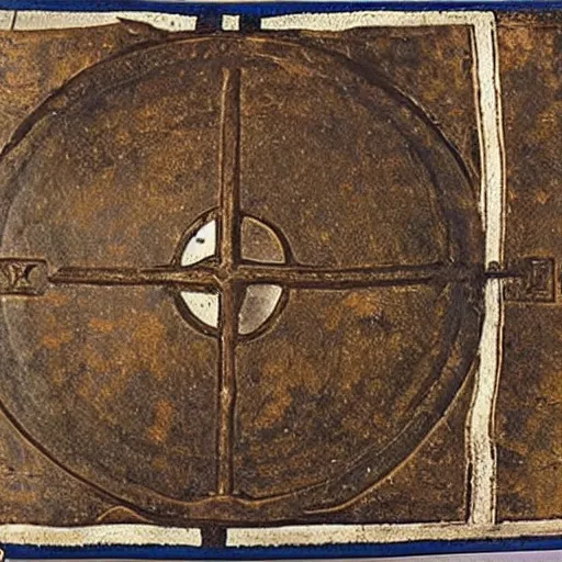 Image similar to early byzantine pentekonter ship, primitive, chi - rho flag, single rowing deck