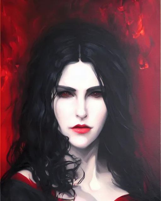 Prompt: Yennefer of Vengerberg, by WLOP, grunge oil painting black red smoke