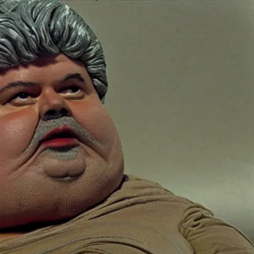 Prompt: George lucas as jabba the hutt