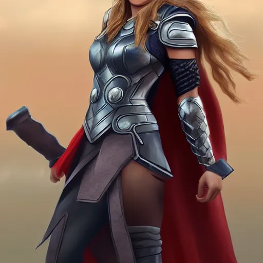 Prompt: girl thor, 8k, trending on artstation