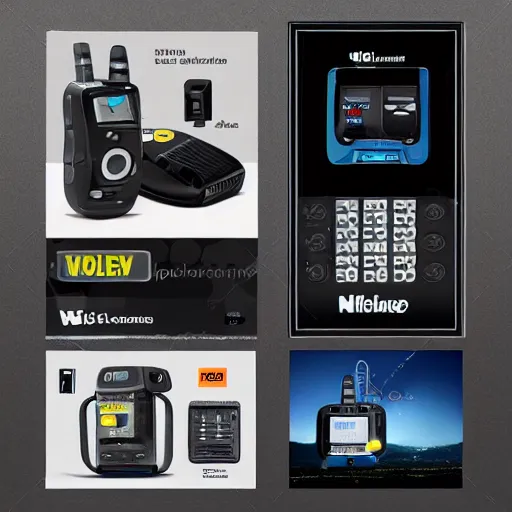 Prompt: Walkie talkie advertisement, commercial, promotion box