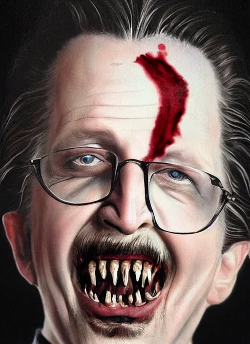 Image similar to a painting of gary oldman as dracula, a digital painting by gottfried helnwein, trending on cgsociety, gothic art, digital painting, deviantart, matte drawing
