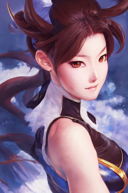 Image similar to A semi realistic anime portrait of Chun li, by Stanley Artgerm Lau, WLOP, Rossdraws, James Jean, Andrei Riabovitchev, Marc Simonetti, and Sakimichan, tranding on artstation