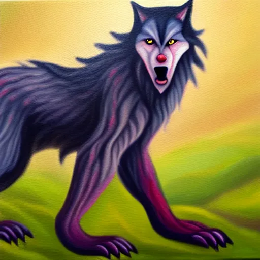 Prompt: a werewolf, but berry, oil on canvas, furry art, soft colors