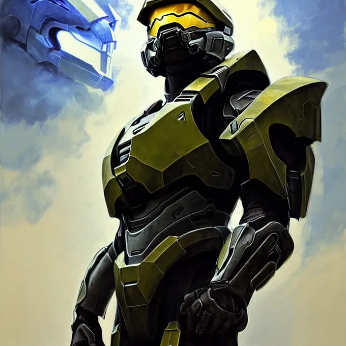 Prompt: Robert Downey Jr wearing Forerunner armor from Halo, countryside, calm, fantasy character portrait, dynamic pose, above view, sunny day, thunder clouds in the sky, artwork by Jeremy Lipkin and Giuseppe Dangelico Pino and Michael Garmash and Rob Rey and Greg Manchess and Huang Guangjian, very coherent asymmetrical artwork, sharp edges, perfect face, simple form, 100mm