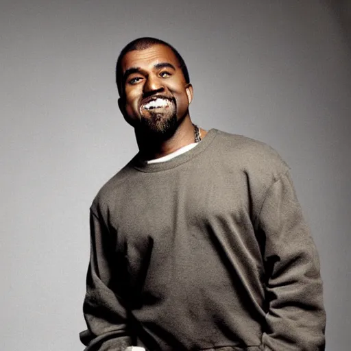 Image similar to Kanye West smiling and holding pikachu for a 1990s sitcom tv show, Studio Photograph, portrait C 12.0