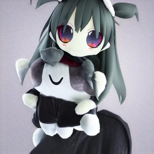 Image similar to cute fumo plush of the very last thing you see before you die, dark, vray