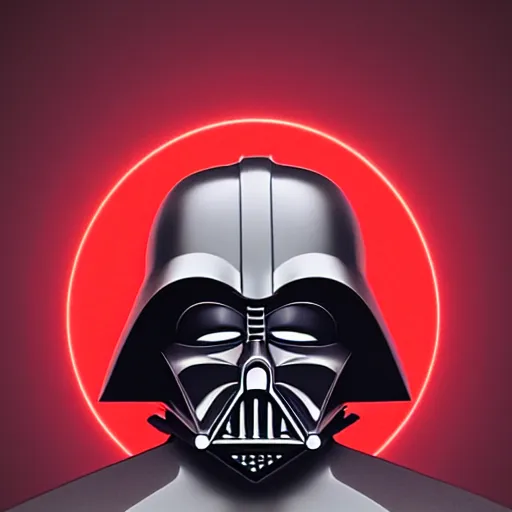 Image similar to darth vader's head coming out of a red mist, profile pic, centered, accurate anatomy, highly detailed, digital art