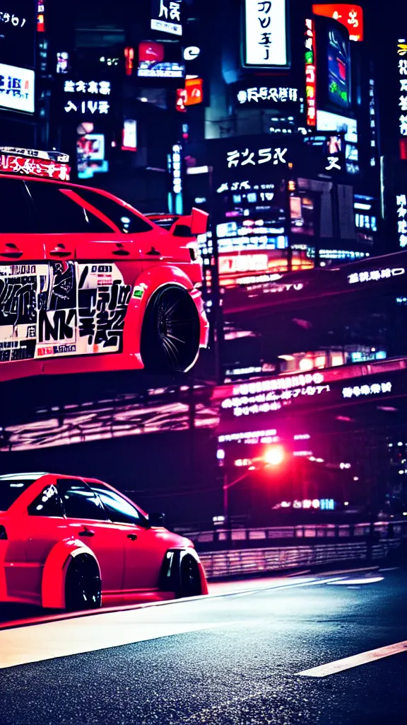 Image similar to a car drift spec BN-sports JZX100 in middle of road, shibuya prefecture, city sunset street lights, cinematic color, photorealistic, highly detailed