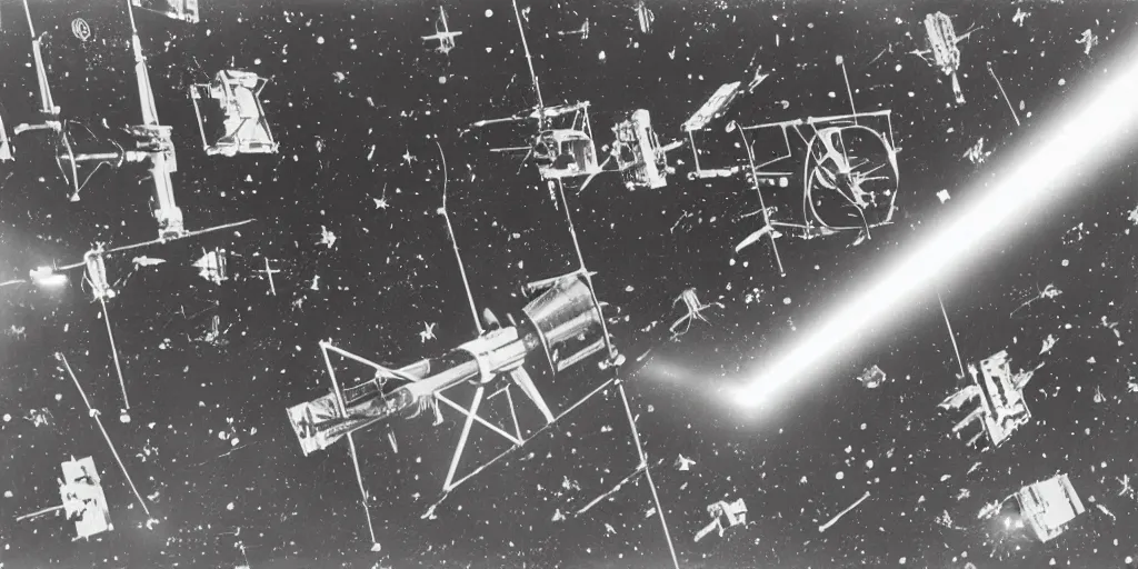 Prompt: knolling of ww 2 space laser weapons, archive photograph, 1 9 5 0's, sci - fi,