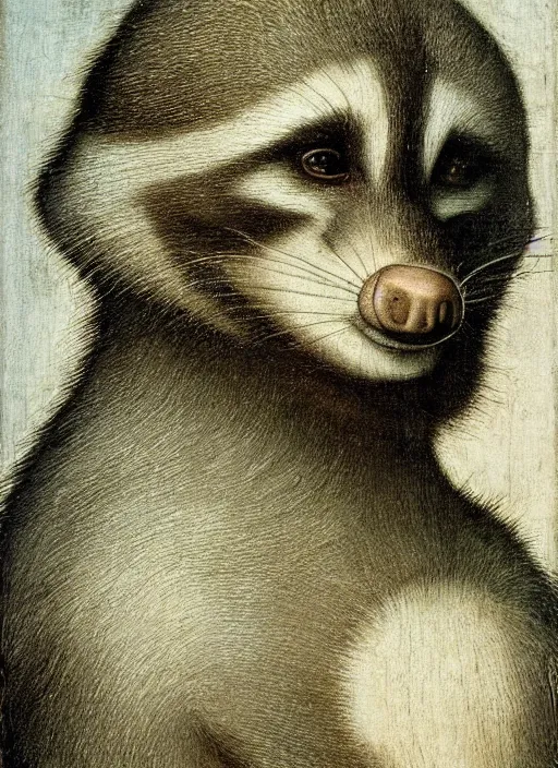 Prompt: self portrait of a racoon in style of Leonardo Da Vinci, very detailed