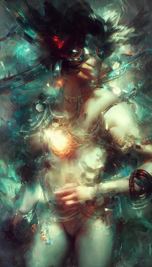 Image similar to psytrance artwork, by ruan jia