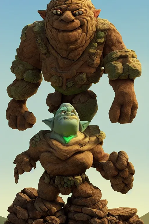 Image similar to zelda fantasy art giant golem troll wood rock, global illumination ray tracing hdr fanart arstation by sung choi and eric pfeiffer and gabriel garza and casper konefal hardmesh zbrushcentral