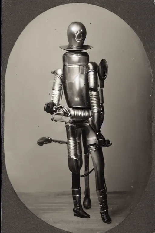 Image similar to silver gelatin photo of a robot dressed as a southern gentleman 1 8 5 0 s