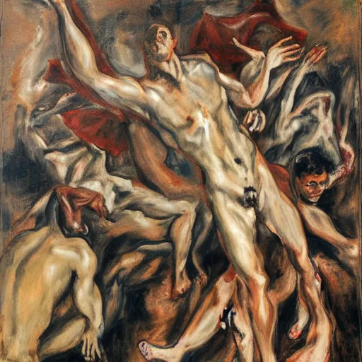 Image similar to El Greco, portrait of a demon, Cecily Brown