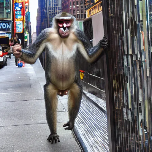 Prompt: big monkey terrorizing new york city