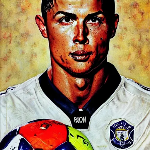 Image similar to ronaldo phenomenal, artwork by norman rockwell