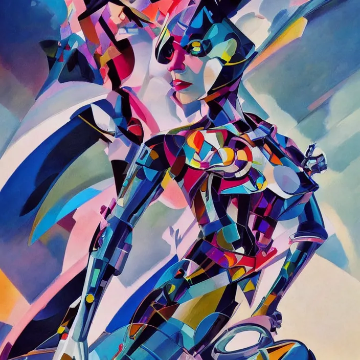 Prompt: cyborg princess, full body, high fashion, futurism, aerodynamic, flowing, intricate, slick, highly detailed, digital painting, vogue, concept art, smooth, sharp focus, hd, art by syd mead and kandinsky and annie leibovitz