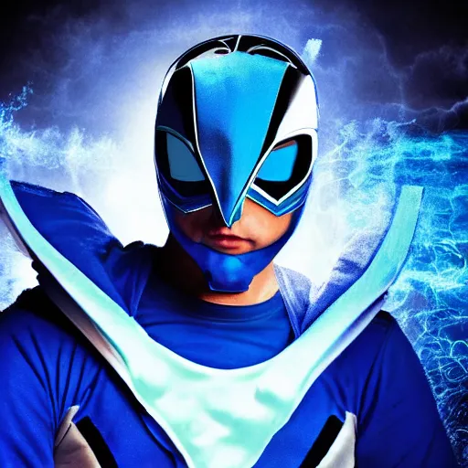 Prompt: blue santa as the blue power ranger, digital photography, high detailed