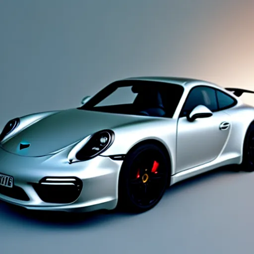 Image similar to Porsche designed by Apple, studio light, octane render