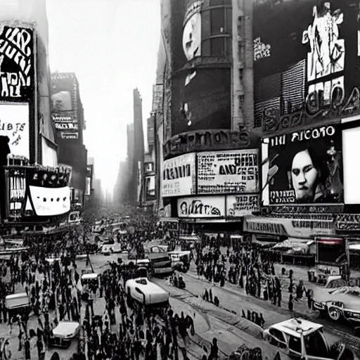 Image similar to atompunk times square