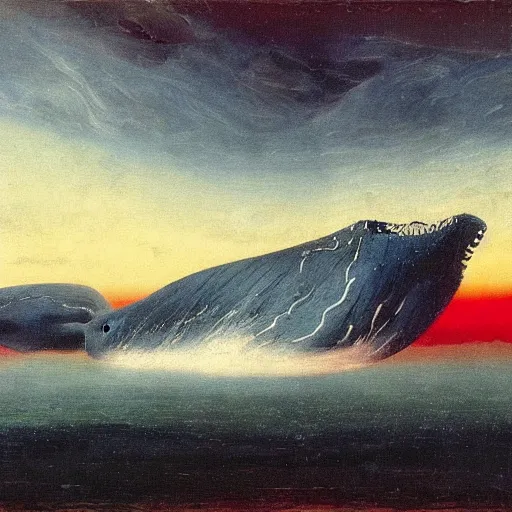 Image similar to the epic abstract painting'blue arctic void with black and red aurora borealis above a pod of humpback whales ', by caspar david friedrich!!!, by rothko!!!, stunning masterpiece, trending on artstation