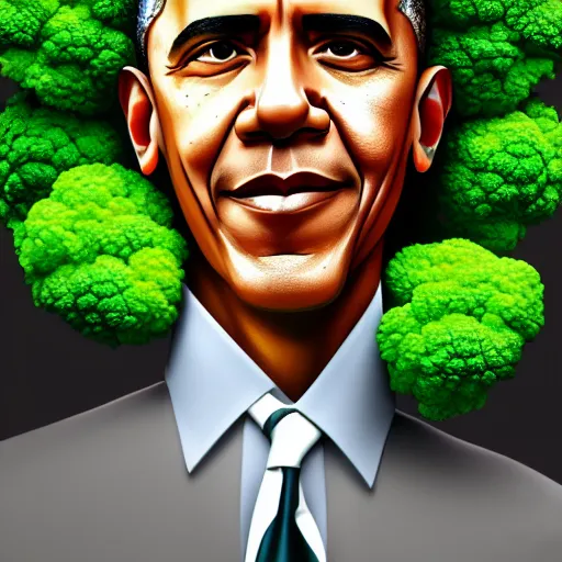 Prompt: barack obama is fused into broccoli, hyperdetailed, artstation, cgsociety, 8 k