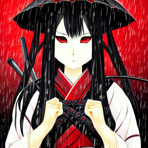 Seductive Female Samurai, In The Rain, Highly 