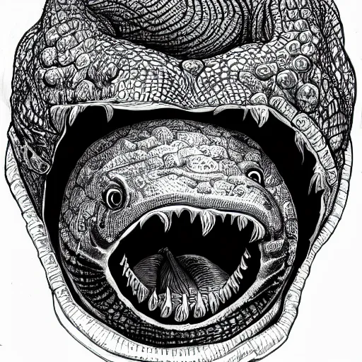 Prompt: detailed bust portrait of a noble fantasy humanoid moray eel warrior. hand drawn bestiary illustration