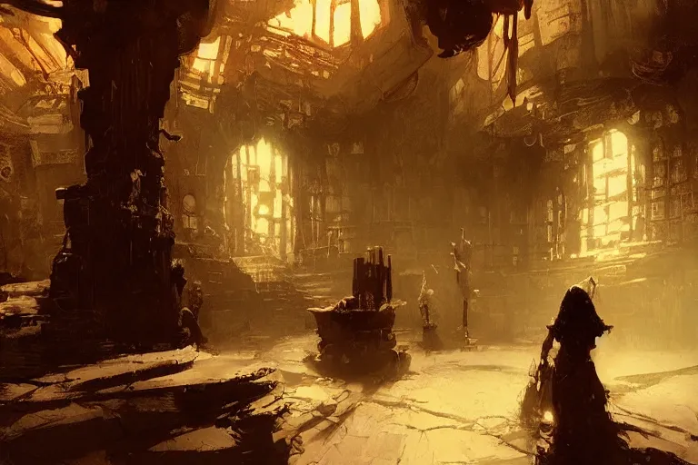 Prompt: bag end interior, intricate, elegant, highly detailed, john park, frazetta, sparth, ruan jia, jeffrey catherine jones