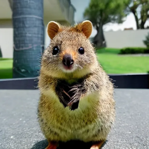 Prompt: a quokka wearing a tuxedo