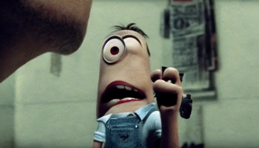 Prompt: fight club!!!!, fight club!!!! (((the minions))), movie still, directed by David fincher