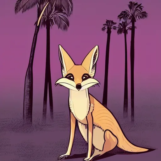 Image similar to fennec fox, clean cel shaded vector art. shutterstock. behance hd by lois van baarle, artgerm, helen huang, by makoto shinkai and ilya kuvshinov, rossdraws, illustration, foolish palm trees