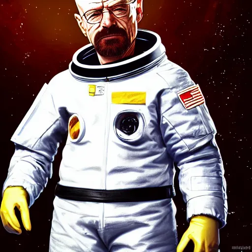 Image similar to Walter white from breaking bad, wearing an astronaut suit in space, dynamic lighting, photorealistic concept art, stunning visuals, creative, cinematic, ultra detailed, trending on art station, detailed