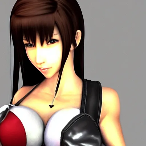 Prompt: tifa lockheart with hilariously large hands