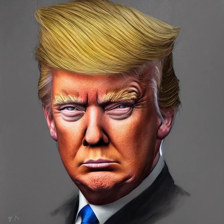 Image similar to a portrait of Donald Trump, his eyes glow yellow, in style of Tom Bagshaw, attractive, highly detailed portrait, scifi, digital painting, artstation, concept art, smooth, sharp foccus ilustration, Artstation HQ