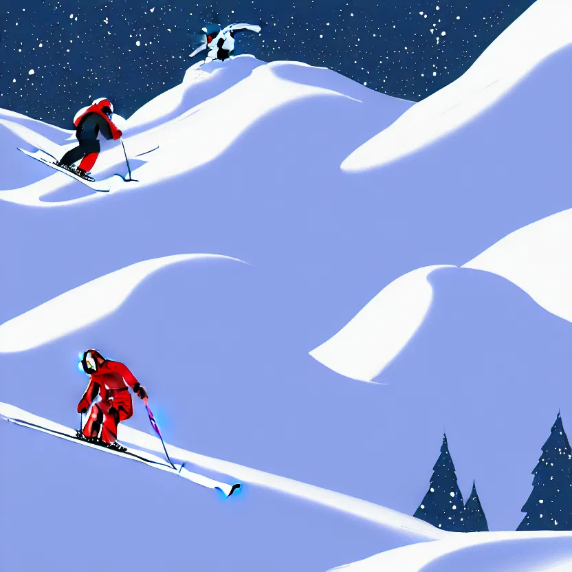 Image similar to pope skiing on a snowy mountain slope, digital painting, concept art, matte painting