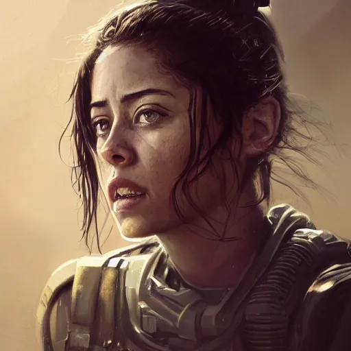 Image similar to portrait of a woman by greg rutkowski, rosa salazar as a colonial marine from aliens franchise, she is about 3 0 years old, military composure, wearing the tactical gear of the colonial marines, highly detailed portrait, digital painting, artstation, concept art, smooth, sharp foccus ilustration, artstation hq